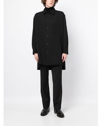 schwarzes Wolllangarmhemd von Yohji Yamamoto