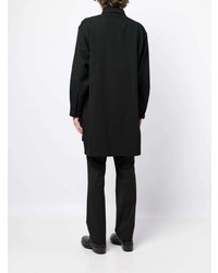 schwarzes Wolllangarmhemd von Yohji Yamamoto