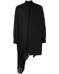 schwarzes Wolllangarmhemd von Yohji Yamamoto