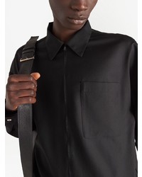 schwarzes Wolllangarmhemd von Prada