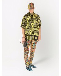 senf bedrucktes Kurzarmhemd von Dolce & Gabbana