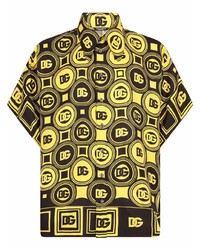 senf bedrucktes Kurzarmhemd von Dolce & Gabbana