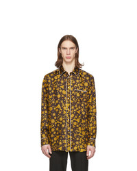 senf bedrucktes Langarmhemd von Versace