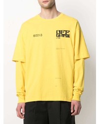 senf bedrucktes Langarmshirt von Off-White