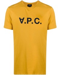 senf bedrucktes T-Shirt mit einem Rundhalsausschnitt von A.P.C.