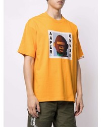 senf bedrucktes T-Shirt mit einem Rundhalsausschnitt von AAPE BY A BATHING APE