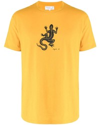 senf bedrucktes T-Shirt mit einem Rundhalsausschnitt von agnès b.