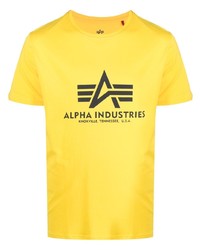 senf bedrucktes T-Shirt mit einem Rundhalsausschnitt von Alpha Industries
