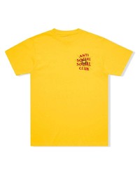 senf bedrucktes T-Shirt mit einem Rundhalsausschnitt von Anti Social Social Club