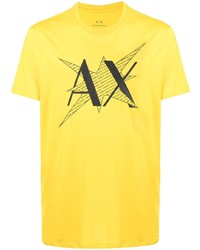 senf bedrucktes T-Shirt mit einem Rundhalsausschnitt von Armani Exchange