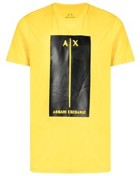 senf bedrucktes T-Shirt mit einem Rundhalsausschnitt von Armani Exchange