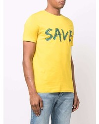 senf bedrucktes T-Shirt mit einem Rundhalsausschnitt von Save The Duck