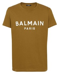 senf bedrucktes T-Shirt mit einem Rundhalsausschnitt von Balmain