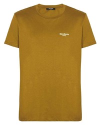senf bedrucktes T-Shirt mit einem Rundhalsausschnitt von Balmain
