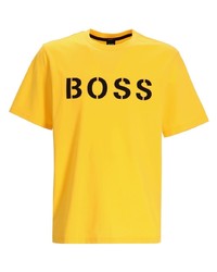 senf bedrucktes T-Shirt mit einem Rundhalsausschnitt von BOSS