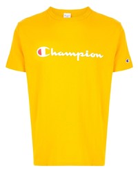 senf bedrucktes T-Shirt mit einem Rundhalsausschnitt von Champion