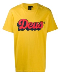 senf bedrucktes T-Shirt mit einem Rundhalsausschnitt von Deus Ex Machina