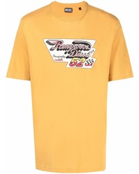 senf bedrucktes T-Shirt mit einem Rundhalsausschnitt von Diesel