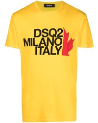 senf bedrucktes T-Shirt mit einem Rundhalsausschnitt von DSQUARED2