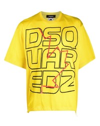 senf bedrucktes T-Shirt mit einem Rundhalsausschnitt von DSQUARED2