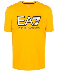 senf bedrucktes T-Shirt mit einem Rundhalsausschnitt von Ea7 Emporio Armani