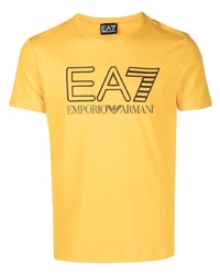senf bedrucktes T-Shirt mit einem Rundhalsausschnitt von Ea7 Emporio Armani