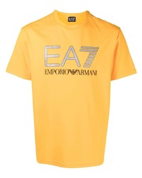 senf bedrucktes T-Shirt mit einem Rundhalsausschnitt von Ea7 Emporio Armani