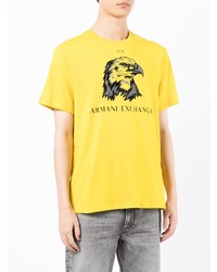 senf bedrucktes T-Shirt mit einem Rundhalsausschnitt von Armani Exchange