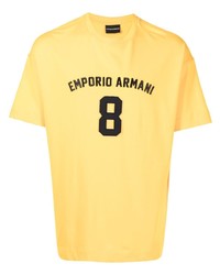 senf bedrucktes T-Shirt mit einem Rundhalsausschnitt von Emporio Armani