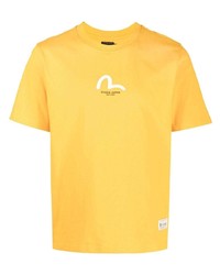 senf bedrucktes T-Shirt mit einem Rundhalsausschnitt von Evisu