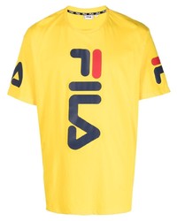 senf bedrucktes T-Shirt mit einem Rundhalsausschnitt von Fila