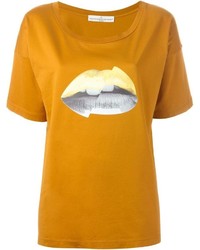 senf bedrucktes T-Shirt mit einem Rundhalsausschnitt von Golden Goose Deluxe Brand