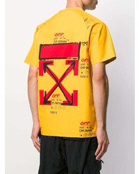 senf bedrucktes T-Shirt mit einem Rundhalsausschnitt von Off-White