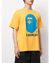 senf bedrucktes T-Shirt mit einem Rundhalsausschnitt von A Bathing Ape