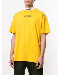 senf bedrucktes T-Shirt mit einem Rundhalsausschnitt von Off-White