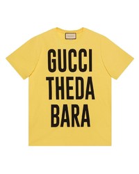 senf bedrucktes T-Shirt mit einem Rundhalsausschnitt von Gucci