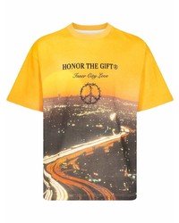 senf bedrucktes T-Shirt mit einem Rundhalsausschnitt von HONOR THE GIFT