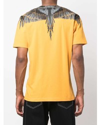 senf bedrucktes T-Shirt mit einem Rundhalsausschnitt von Marcelo Burlon County of Milan