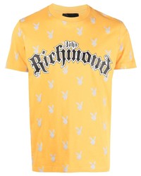 senf bedrucktes T-Shirt mit einem Rundhalsausschnitt von John Richmond