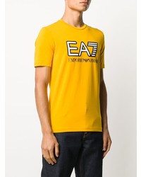 senf bedrucktes T-Shirt mit einem Rundhalsausschnitt von Ea7 Emporio Armani