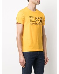 senf bedrucktes T-Shirt mit einem Rundhalsausschnitt von Ea7 Emporio Armani