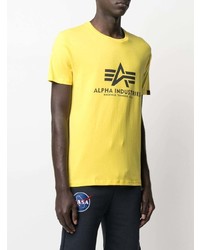 senf bedrucktes T-Shirt mit einem Rundhalsausschnitt von Alpha Industries