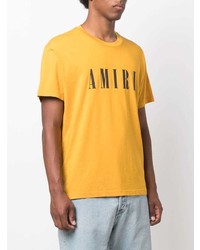 senf bedrucktes T-Shirt mit einem Rundhalsausschnitt von Amiri
