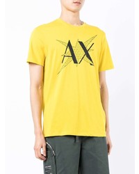 senf bedrucktes T-Shirt mit einem Rundhalsausschnitt von Armani Exchange