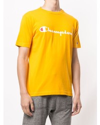 senf bedrucktes T-Shirt mit einem Rundhalsausschnitt von Champion