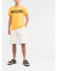 senf bedrucktes T-Shirt mit einem Rundhalsausschnitt von Moschino