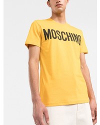 senf bedrucktes T-Shirt mit einem Rundhalsausschnitt von Moschino