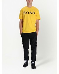 senf bedrucktes T-Shirt mit einem Rundhalsausschnitt von BOSS