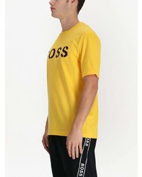 senf bedrucktes T-Shirt mit einem Rundhalsausschnitt von BOSS