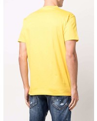 senf bedrucktes T-Shirt mit einem Rundhalsausschnitt von DSQUARED2